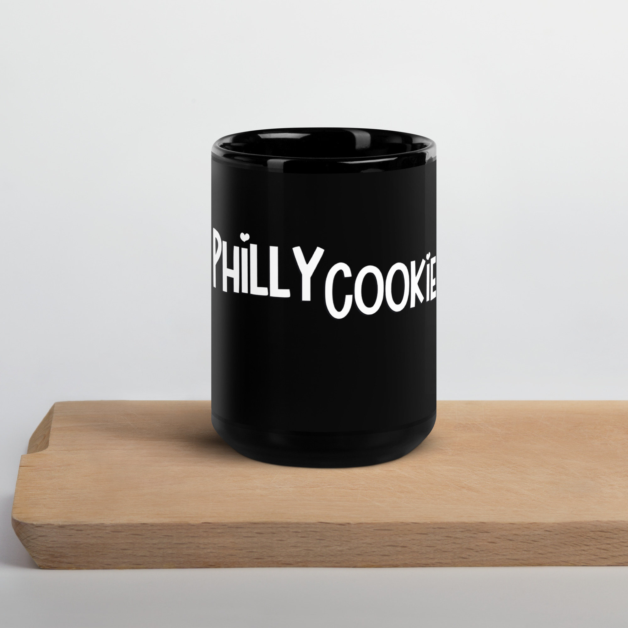 Philly Cookie Co Black Glossy Mug front kitchen - Philly Cookie Co. Store