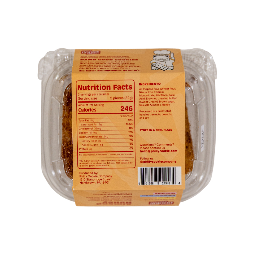 Almond Honey Shortbreads Back - Philly Cookie Co. Store Almond Honey Shortbreads Back