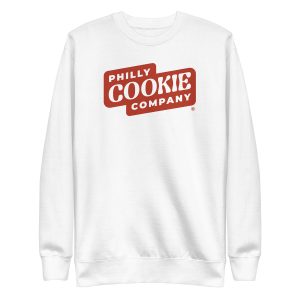 Philly Cookie Company Classic Crewneck Sweatshirt in White - Front view - Philly Cookie Co. Store Philly Cookie Company Classic Crewneck Sweatshirt in White - Front view